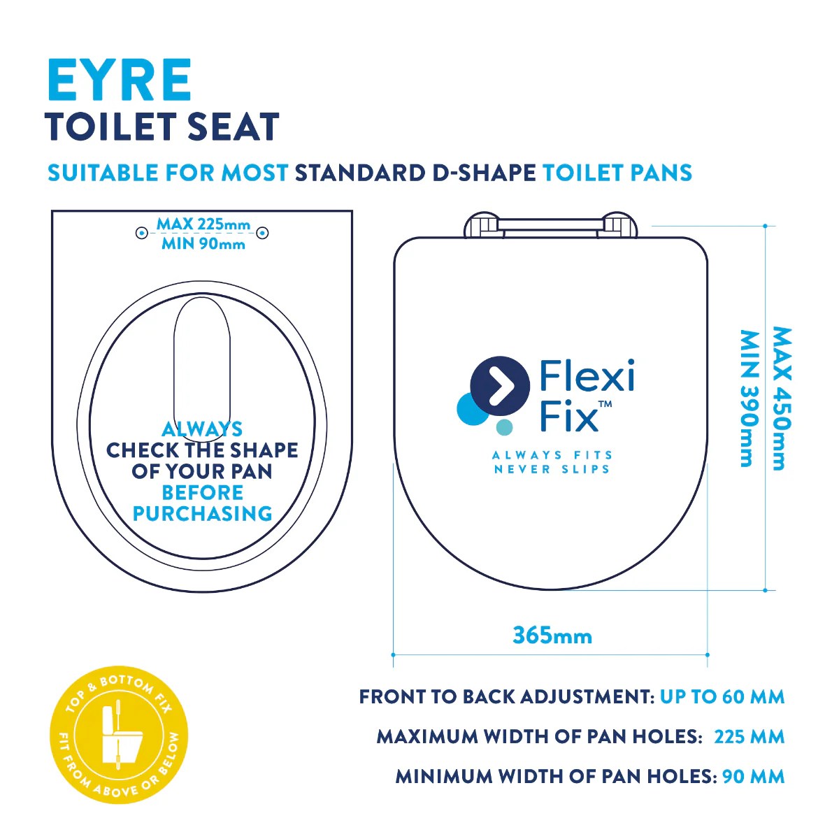 Croydex FLEXIFIX™ Eyre Toilet Seat Bubbles Showers and Bathrooms