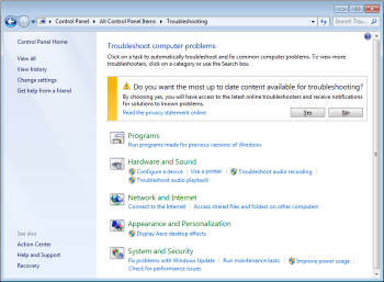 First Stop When Troubleshooting Windows - Control Panel