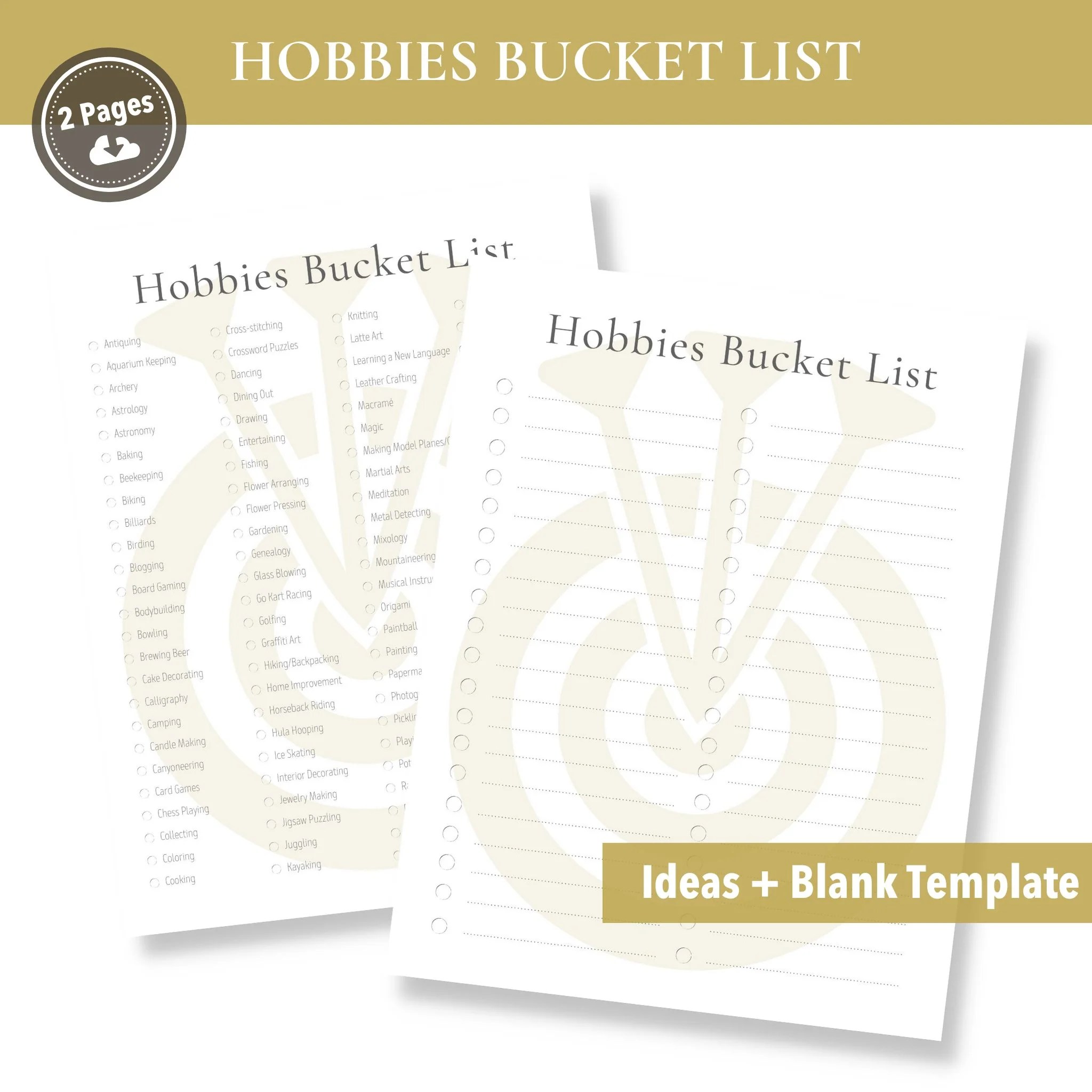 Printable Hobbies Bucket List buck & co.
