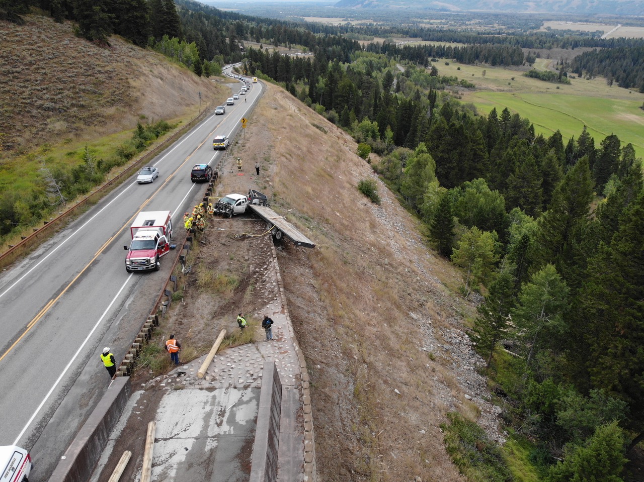BREAKING Pickup plows through truck arrester on Teton Pass