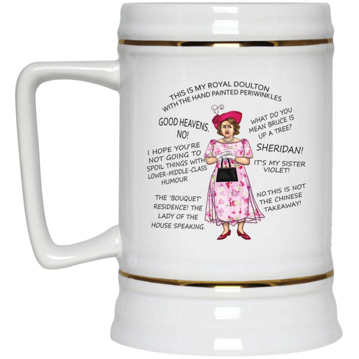 This is my Royal Doulton with the HandPainted periwinkles mug, white mug