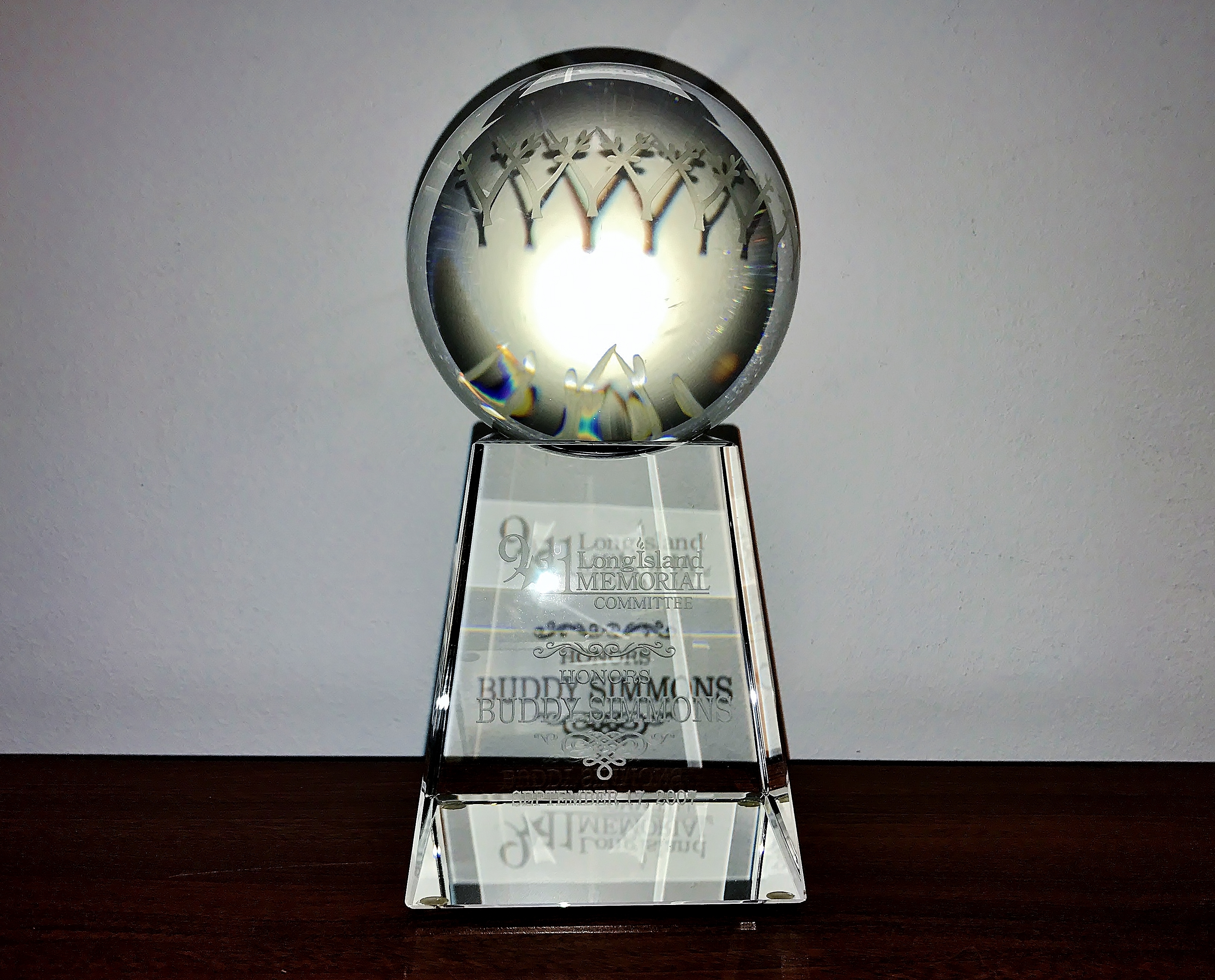 Long Island 911 Memorial Committee appreciation award
