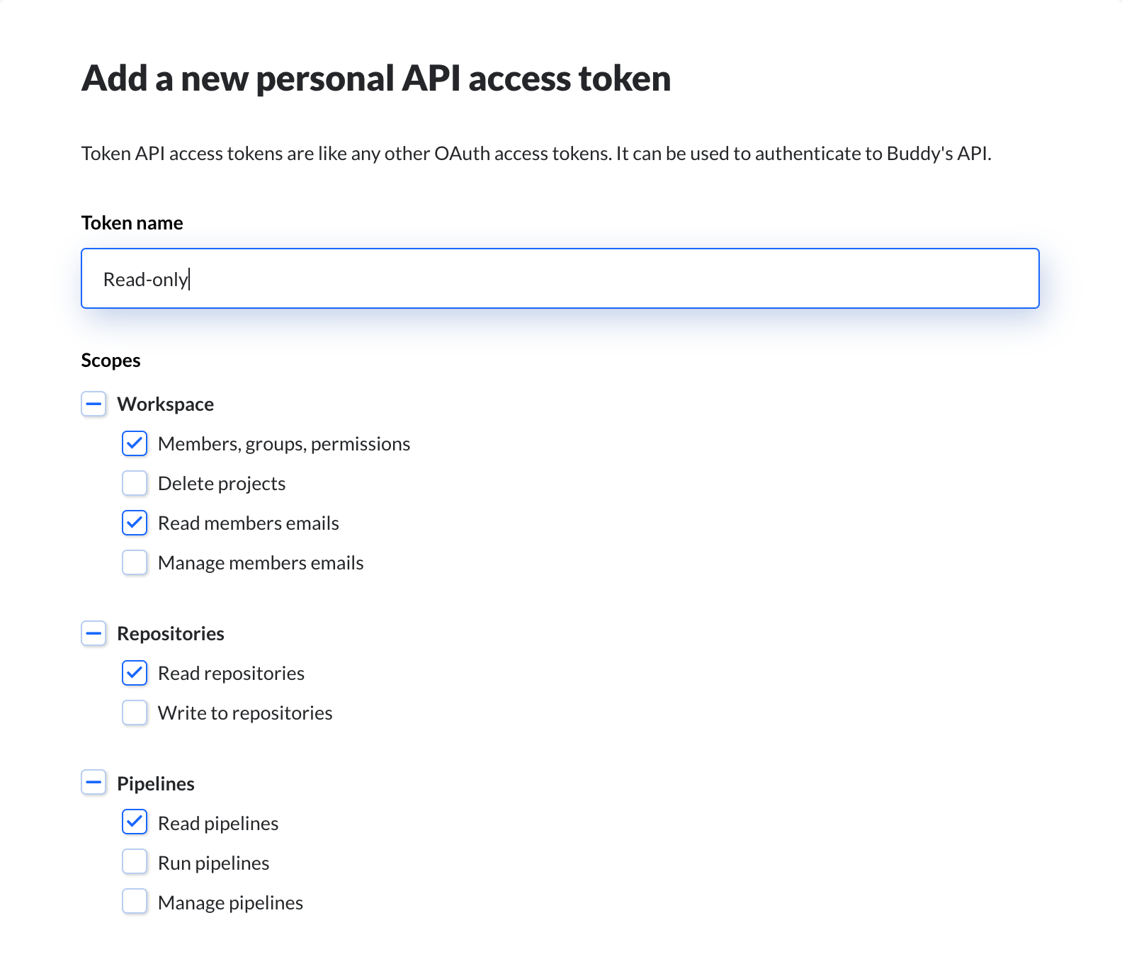 API token Git authentication in Buddyhosted repositories