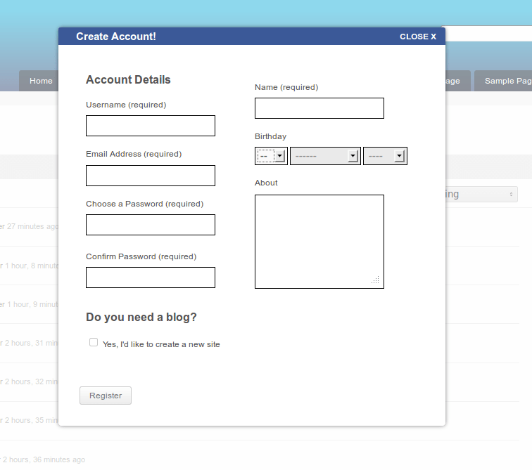 BuddyPress Ajax Registration Plugin Allow users to