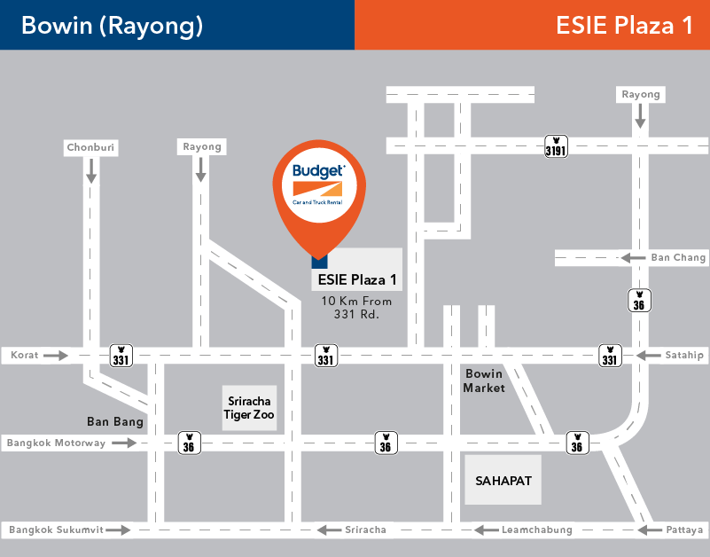  Budget Car Rental Thailand. 27 locations, Bangkok, Pattaya, Phuket