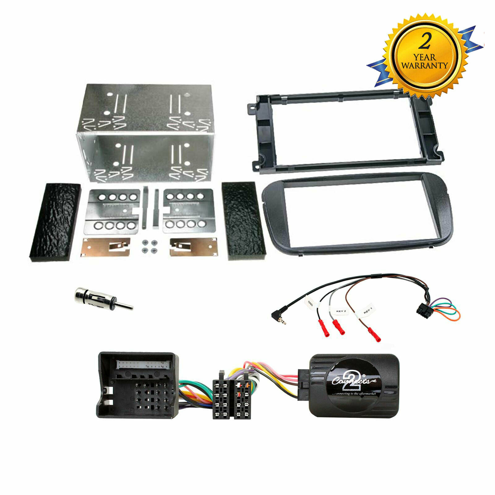 CTKFD53 Black Double Din Car Stereo Fitting Kit Stalk for Ford Focus