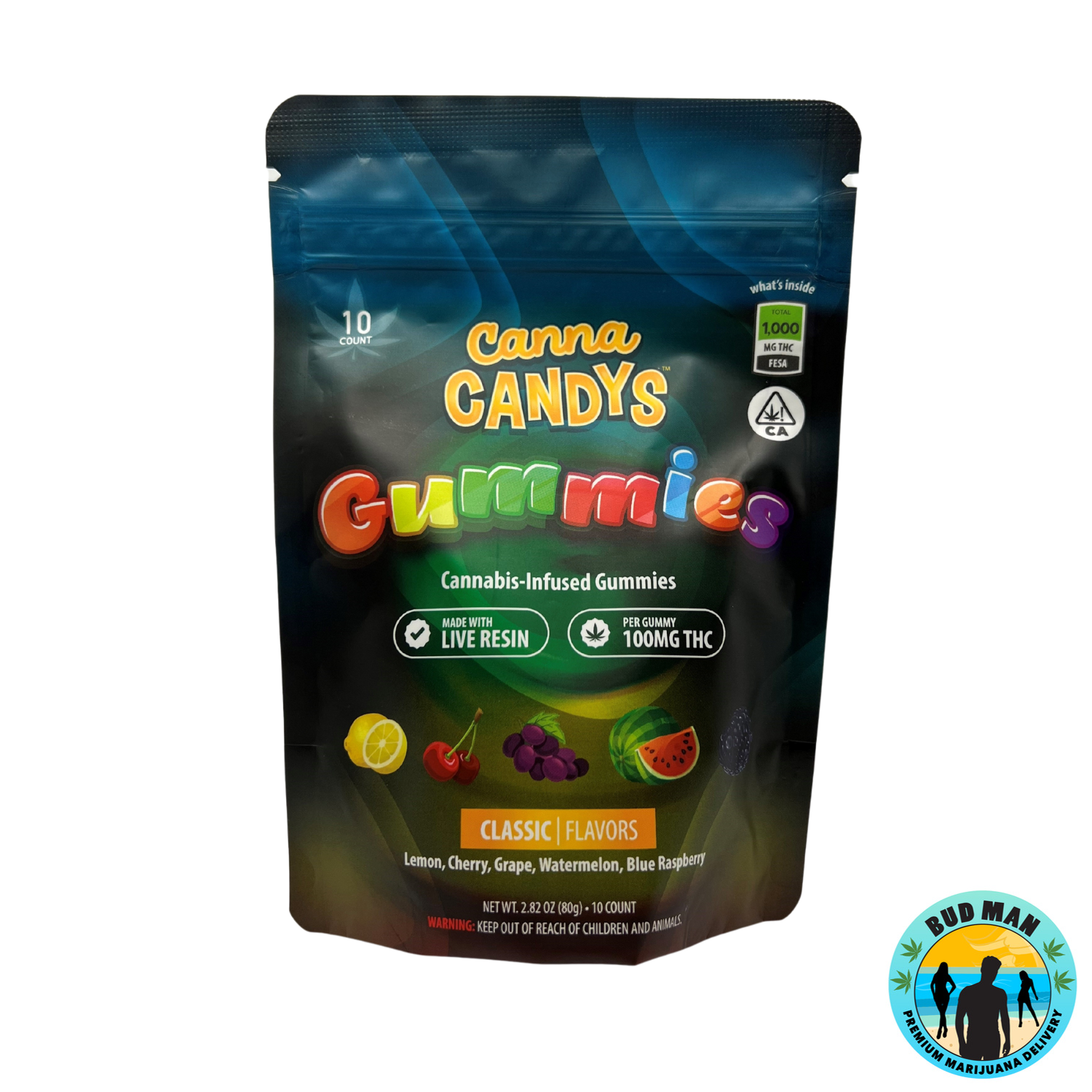 Canna Candys Live Resin Gummies (1,000mg THC 2 options) Bud Man