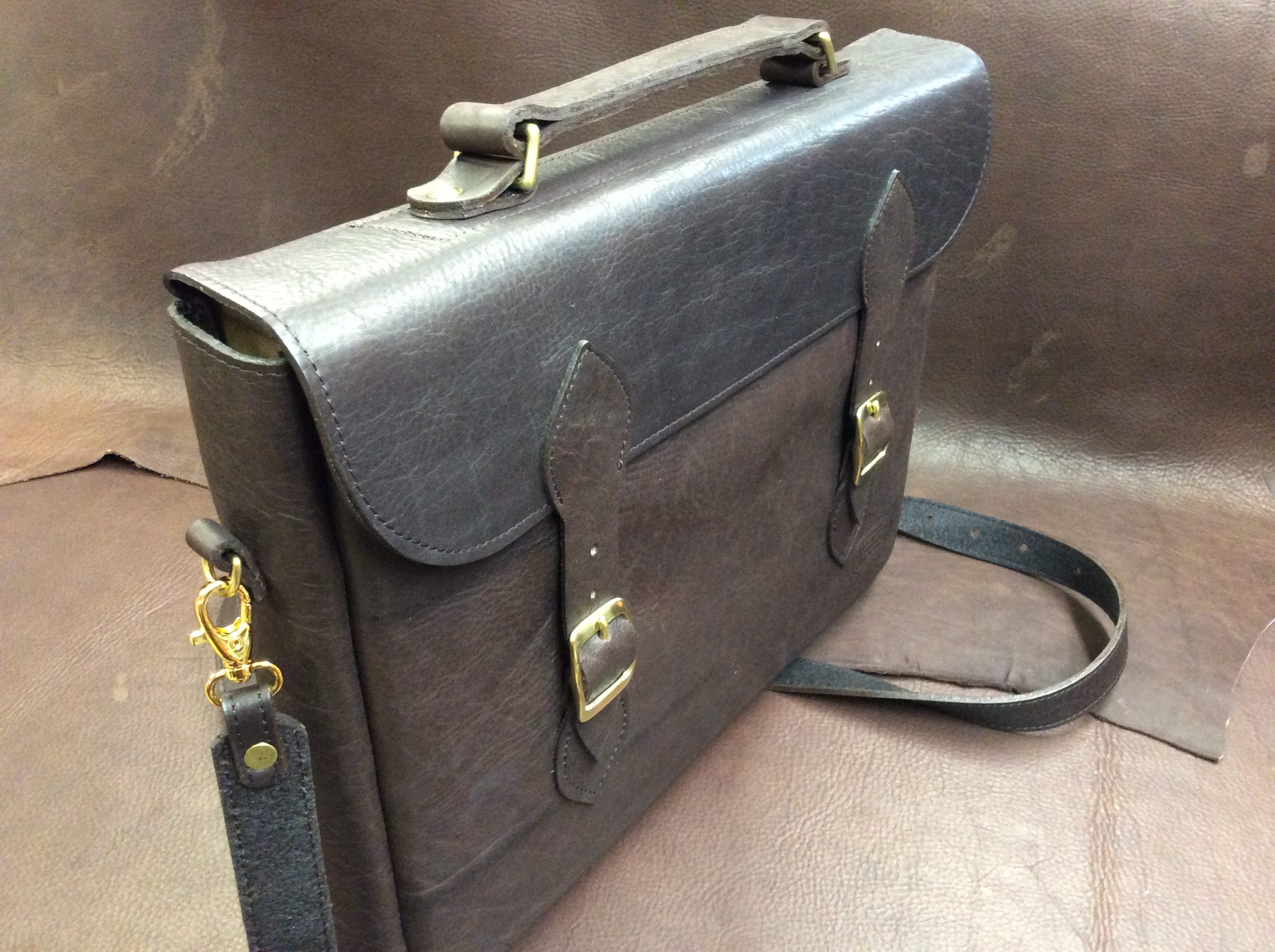 Leather Attache Case Shoulder Strap Mens Buffalo Billfold Company