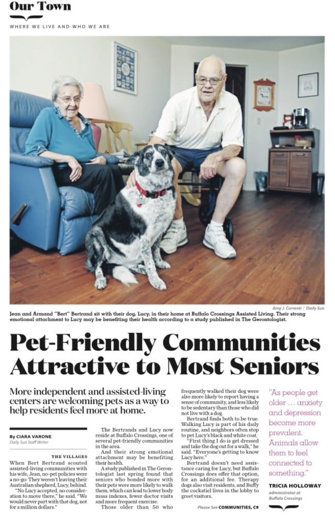 We're a PetFriendly Community! Buffalo Crossings Assisted Living