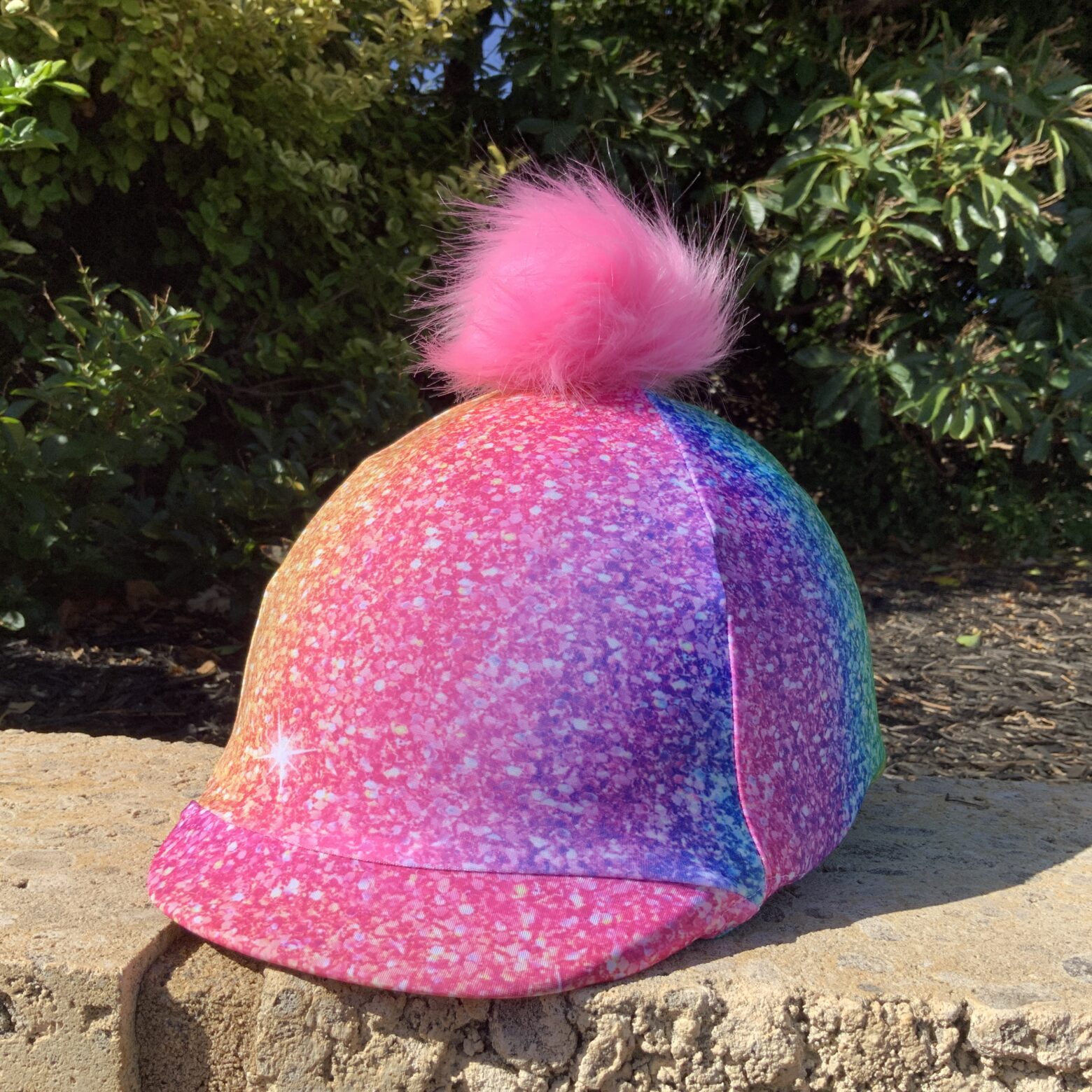 Helmet Cover Sparkle with pink pom pom Buggez Bugeyes