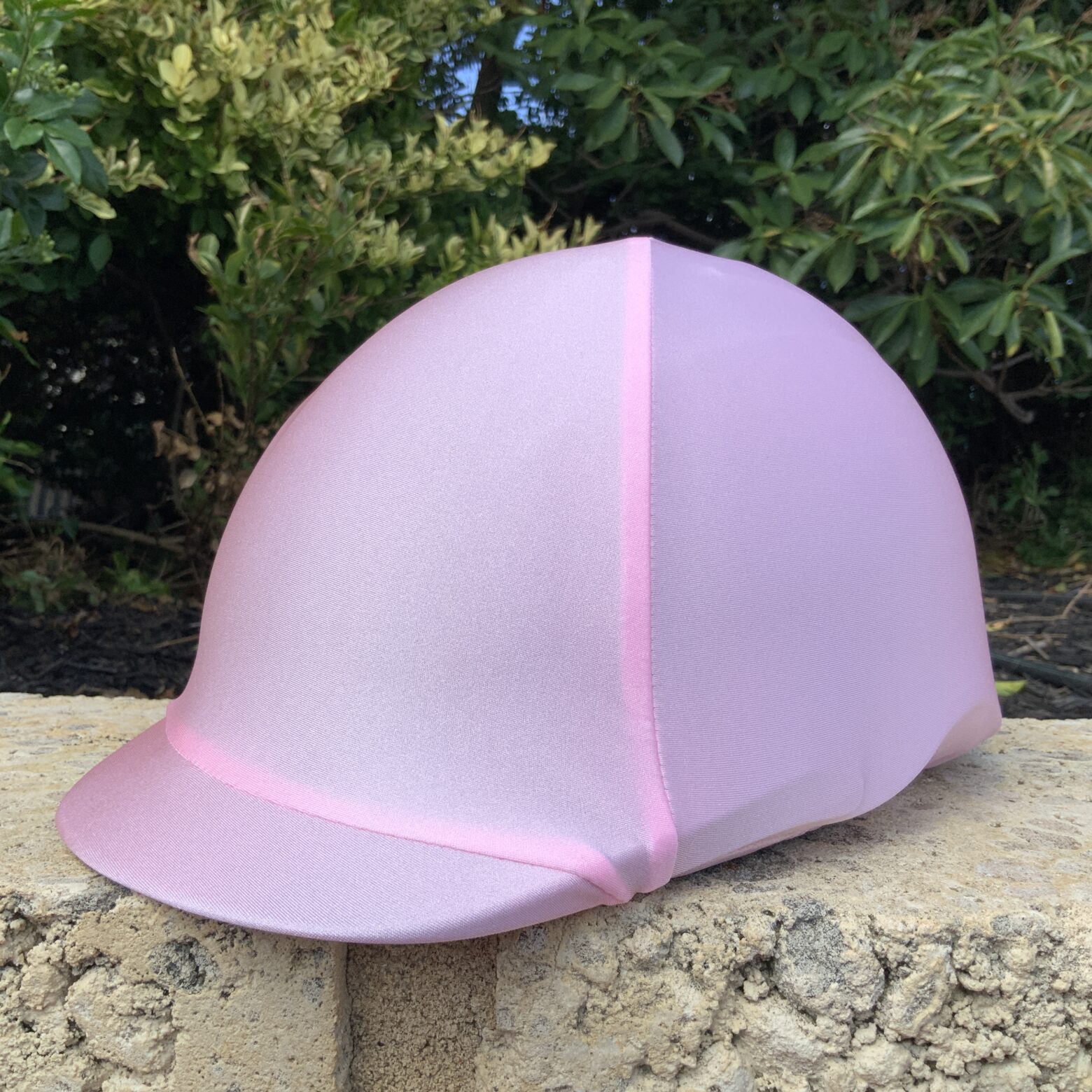Helmet Cover Light Pink with light pink shimmer braid Buggez Bugeyes