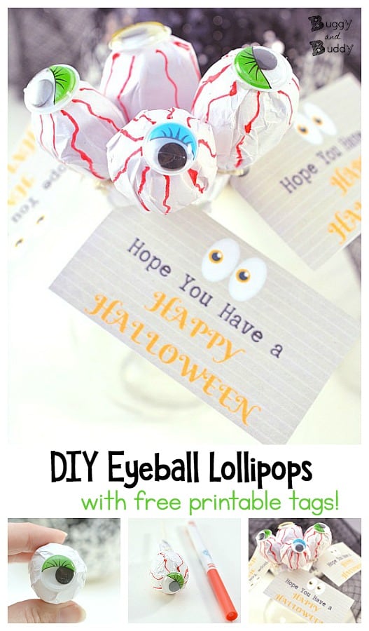 DIY Eyeball Lollipop Treat for Halloween Buggy and Buddy