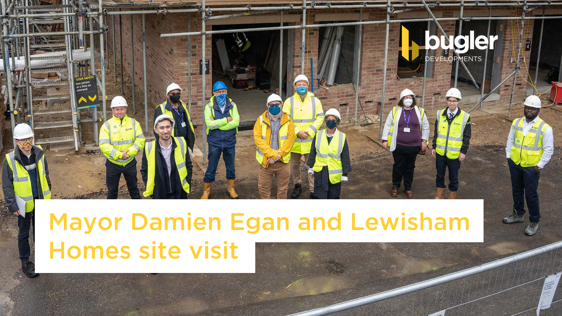 Mayor Damien Egan and Lewisham Homes site visit Bugler Group