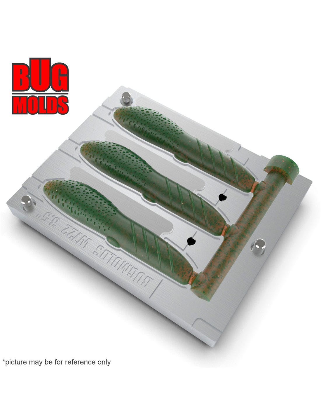 DIY Fishing soft bait Aluminum offset hook Worm and Slug 3cav mold