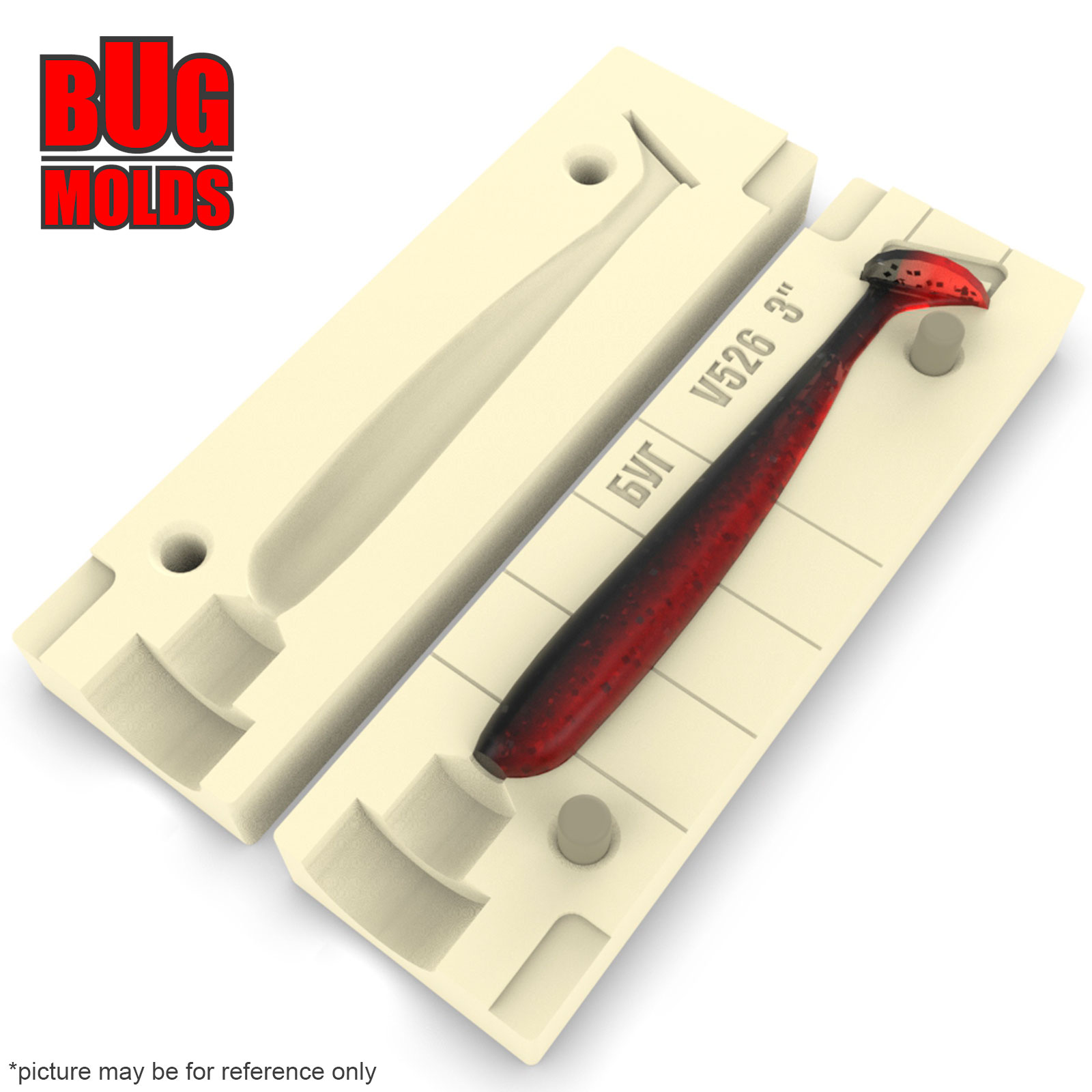 Aluminum stone plastic soft bait mold Bass 3,8 inch inch model V600