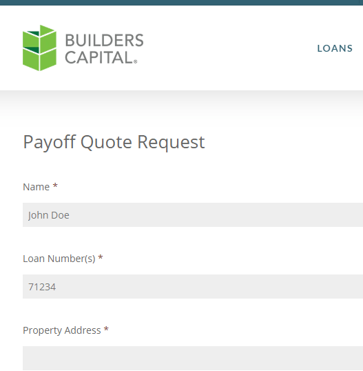 Payoff Quote Request Builders Capital