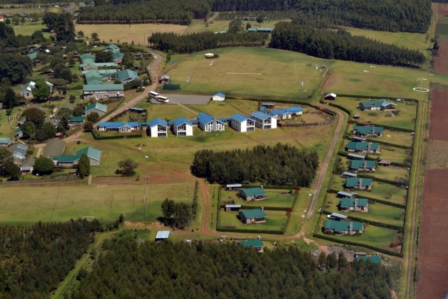 An aerial view showing part of the layout of the school