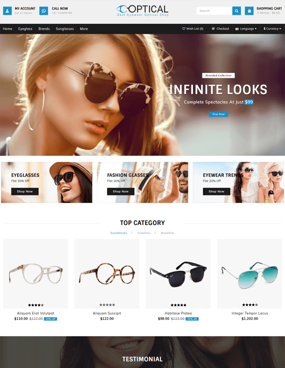 8 of the Best OpenCart Themes for Selling Sunglasses & Eyewear Buildify