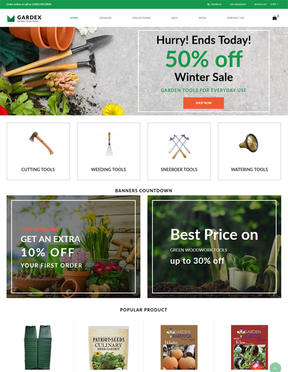 Responsive Shopify Themes For Online Gardening Stores