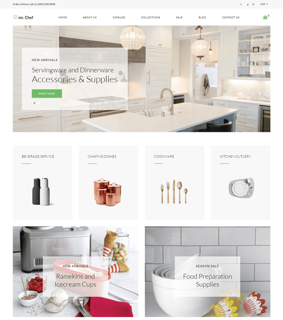 Shopify Themes For Selling Kitchen Supplies Like Bakeware, Cookware