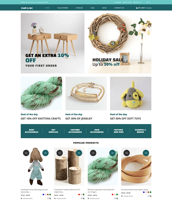 Shopify Themes For Selling Handmade Crafts, Arts, Crafts, And Goods