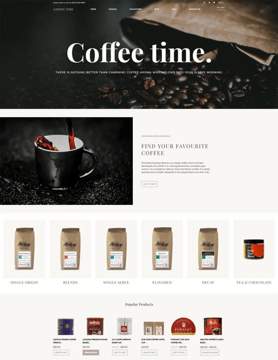 Responsive Shopify Themes For Online Coffee Shops