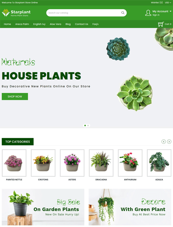 Vibrant Shopify Themes For Selling House Plants