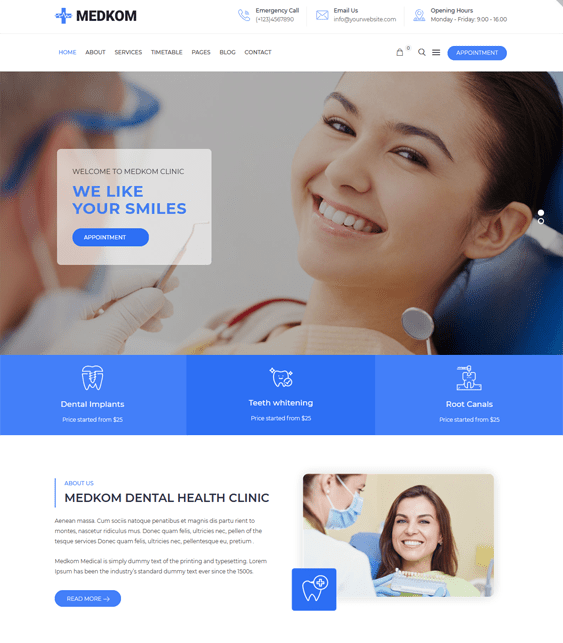 Bright And Clean WordPress Themes For Dentists And Dental Clinics
