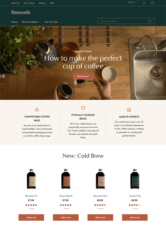 Bright And Bold Shopify Themes For Coffee Shops And Stores