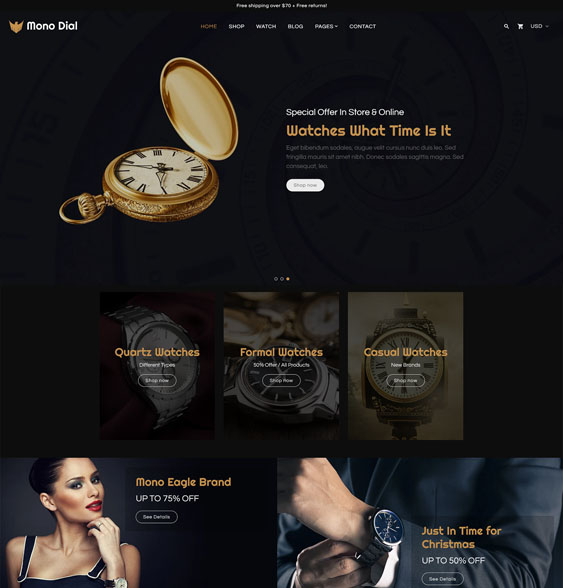 Timeless Shopify Themes For Online Watch Stores
