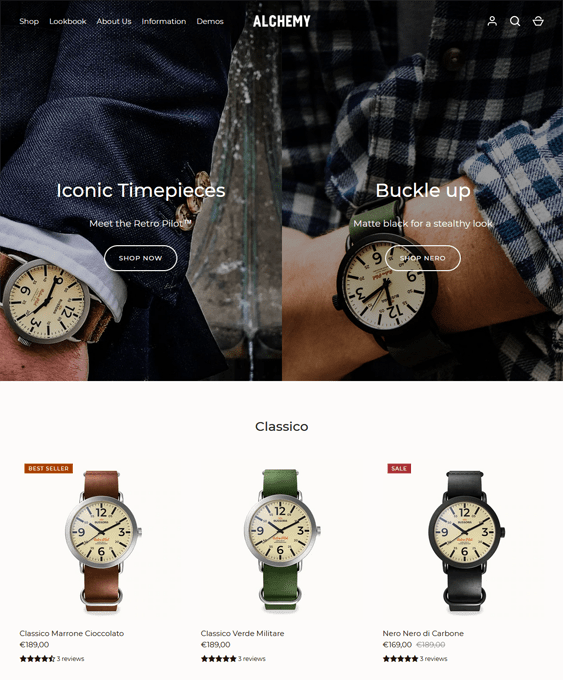 Timeless Shopify Themes For Online Watch Stores