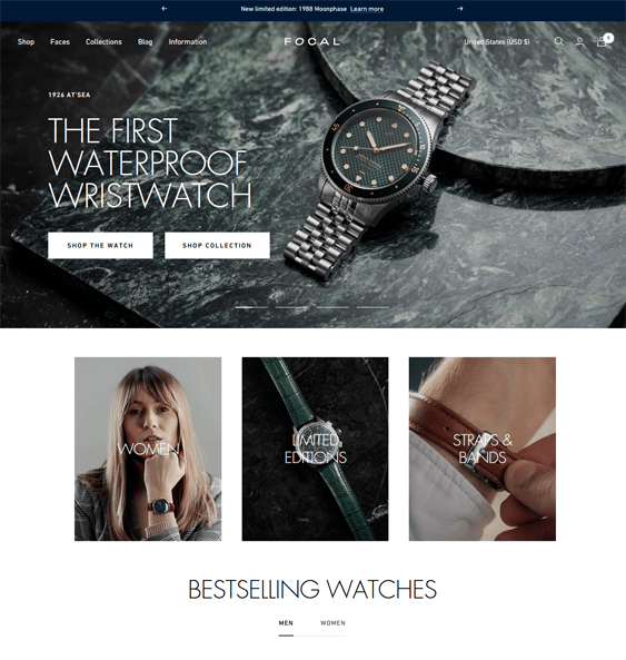 Timeless Shopify Themes For Online Watch Stores