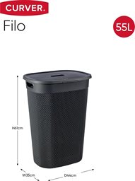 Filo Laundry Basket With Lid 55L Building Depot