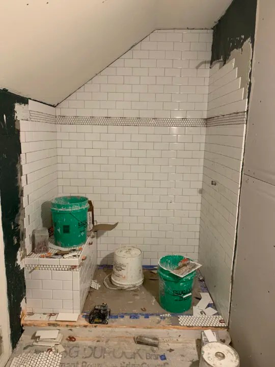 Warm Green Bathroom Makeover on a Budget Building Bluebird