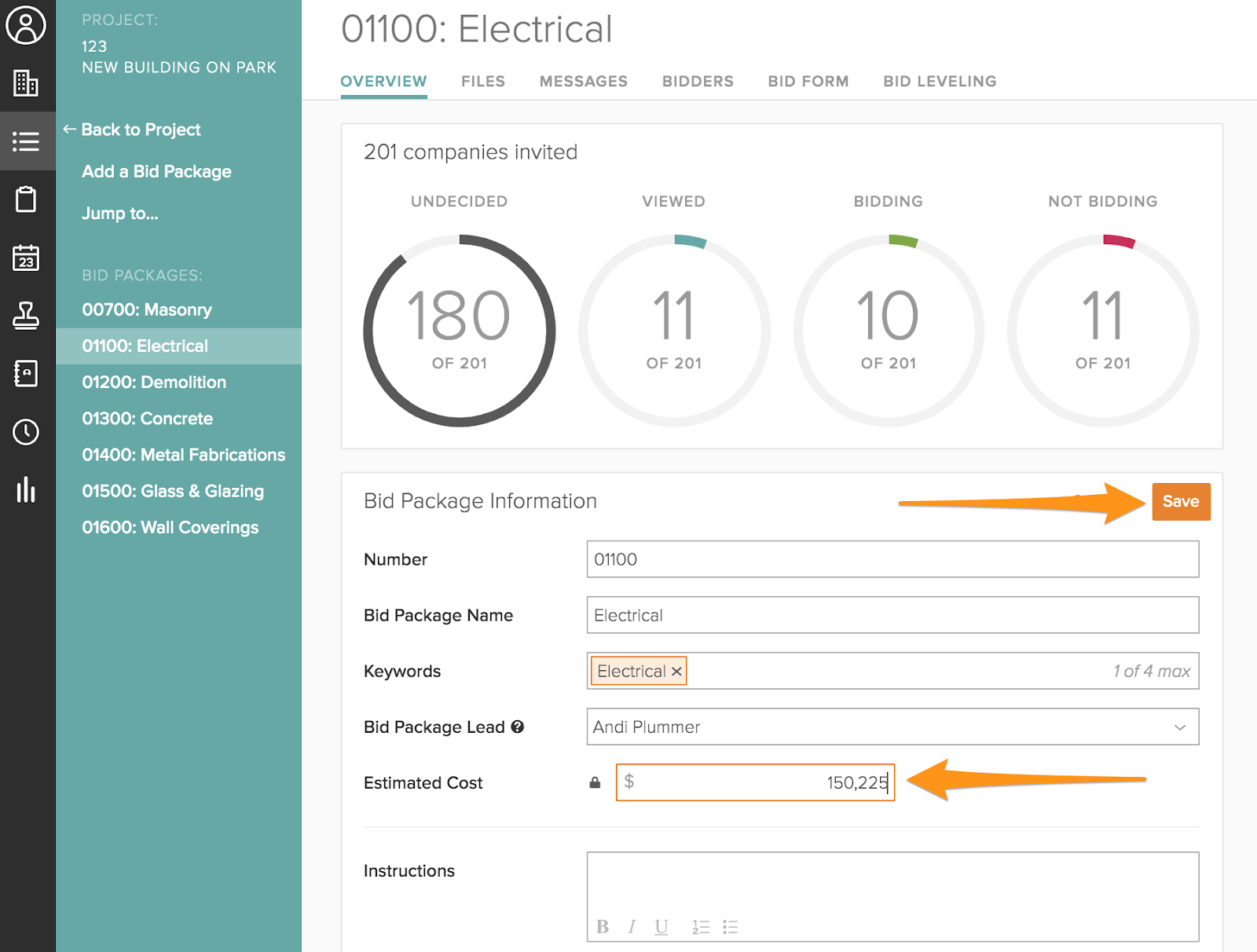 Best practices for managing your bid package table BuildingConnected (us)