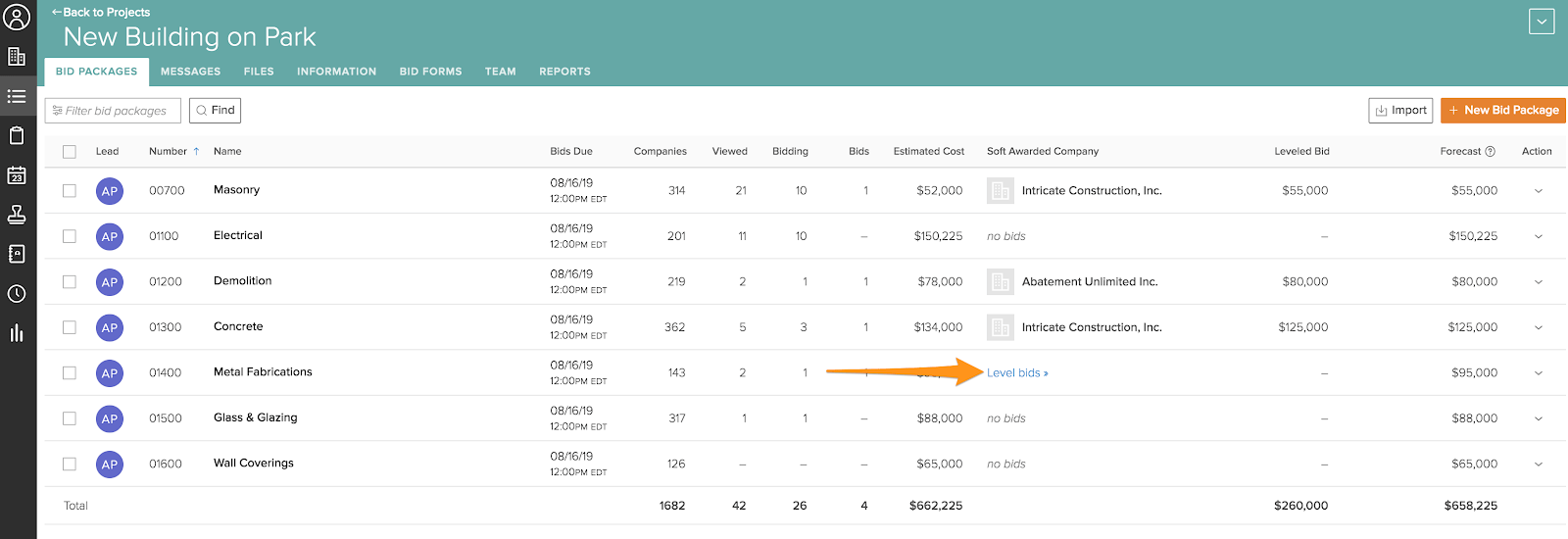 Best practices for managing your bid package table BuildingConnected (us)