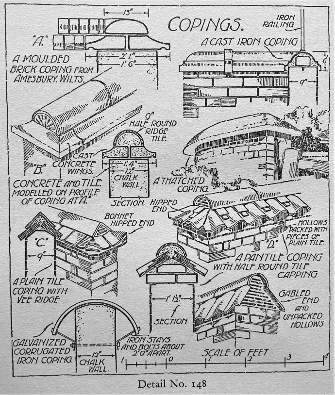 Copings and cappings on brick walls