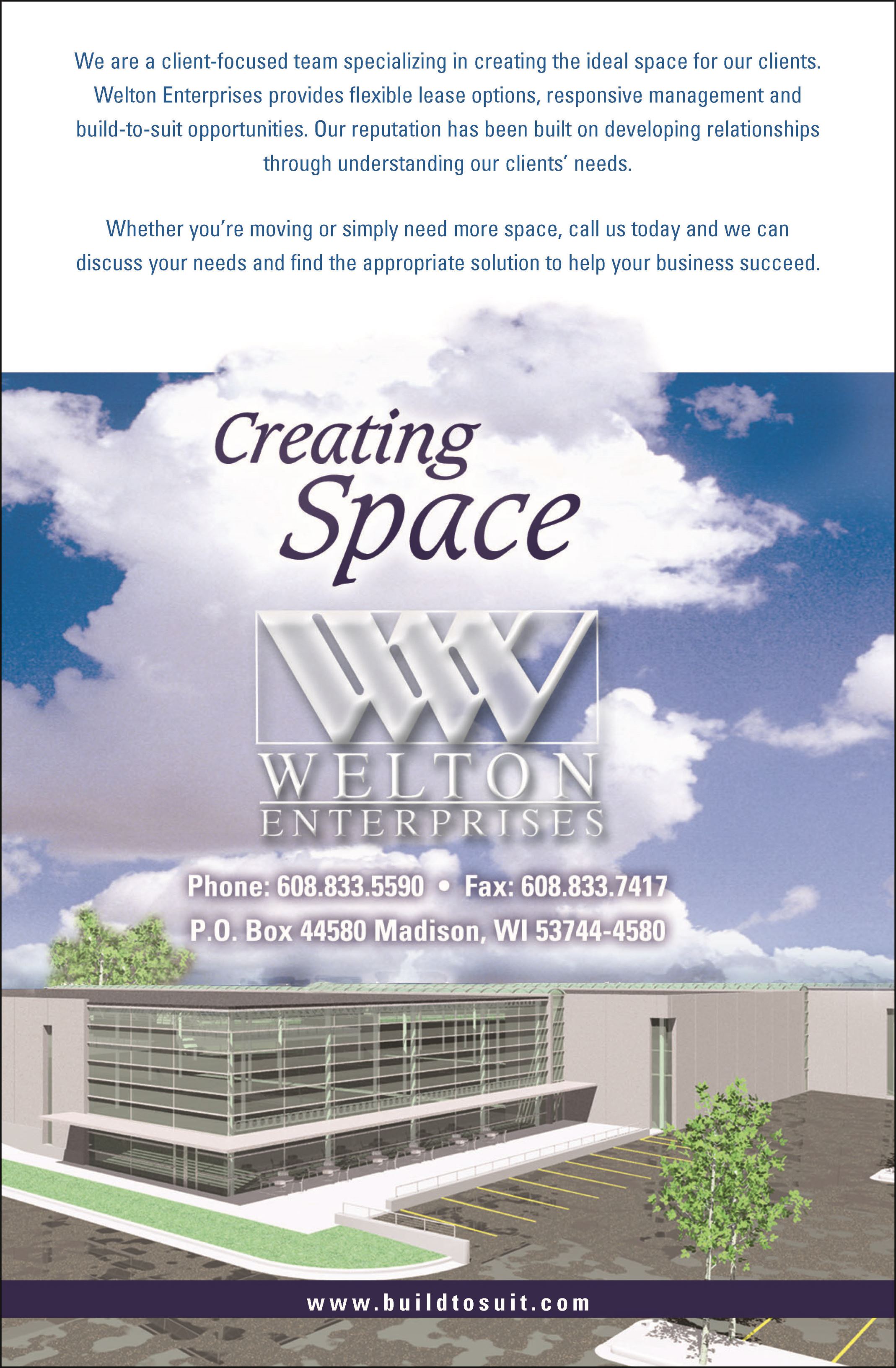 April 2004 Creating Space Ad Welton Enterprises