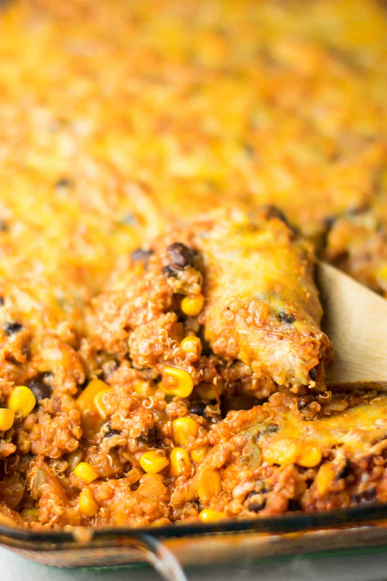 Mexican Quinoa Enchilada Bake Recipe with bell pepper and corn