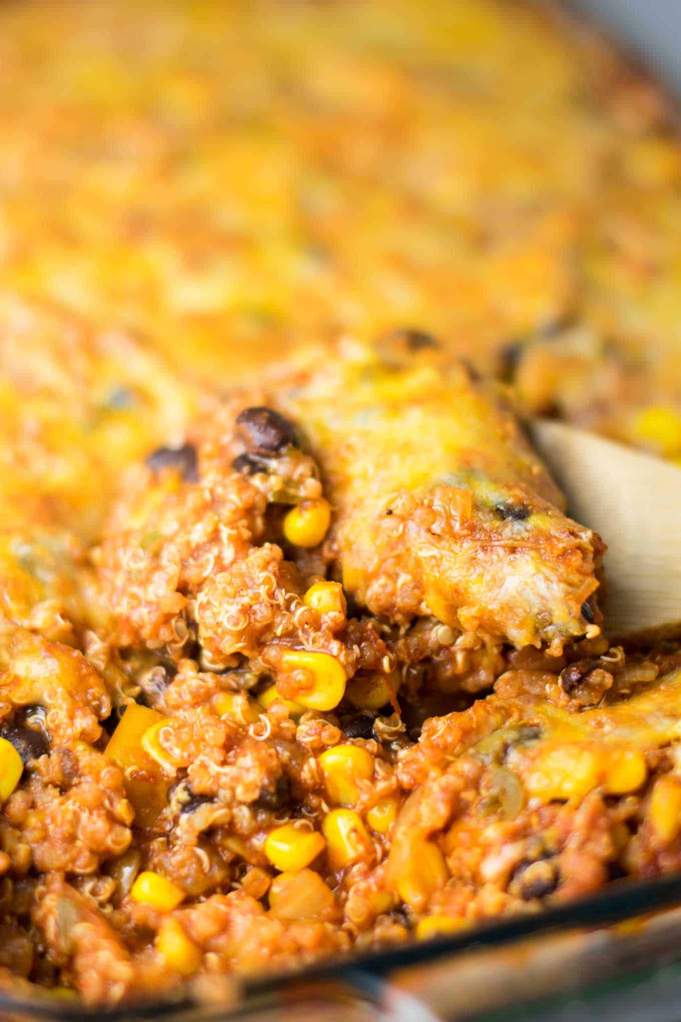 Mexican Quinoa Enchilada Bake Recipe with bell pepper and corn