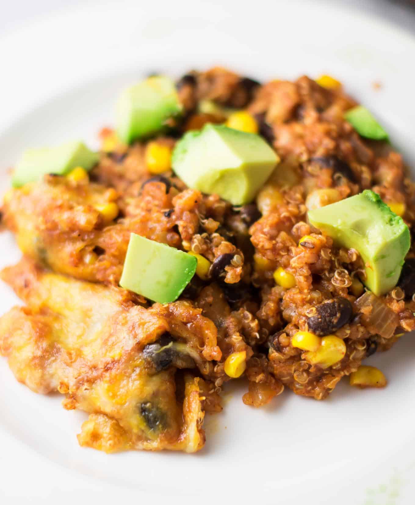 Mexican Quinoa Enchilada Bake Recipe with bell pepper and corn
