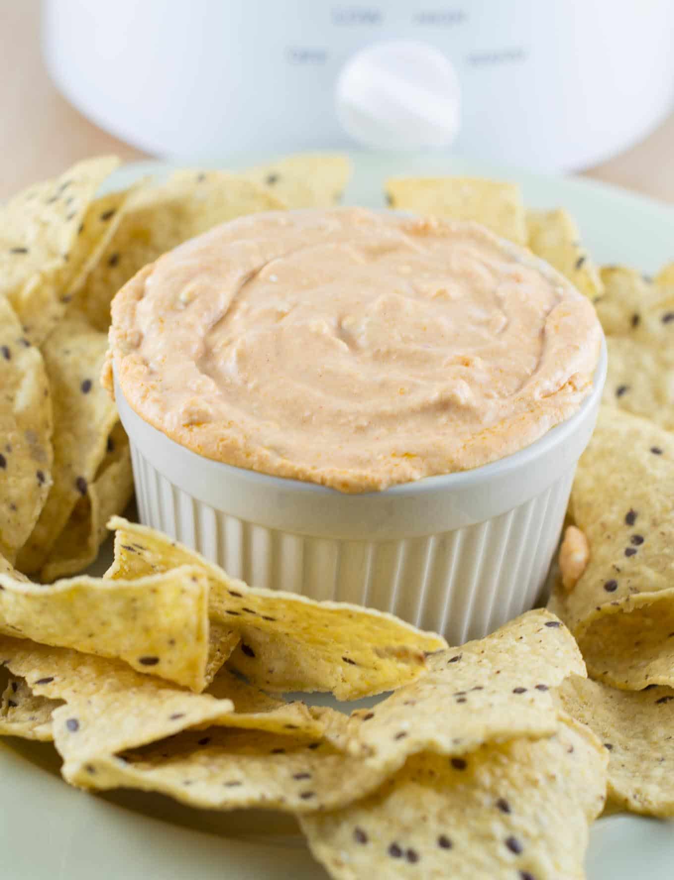 Slow Cooker Queso Cheese Dip Recipe no velveeta