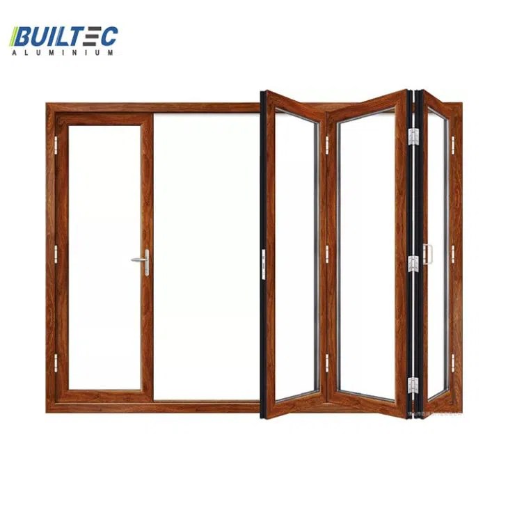 Wood Effect Aluminium Bifold Door Manufacturer, Supplier in China