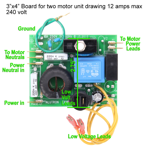 Control Module Circuit Board for 240 volt, Dual Motor, Under 8 Amp