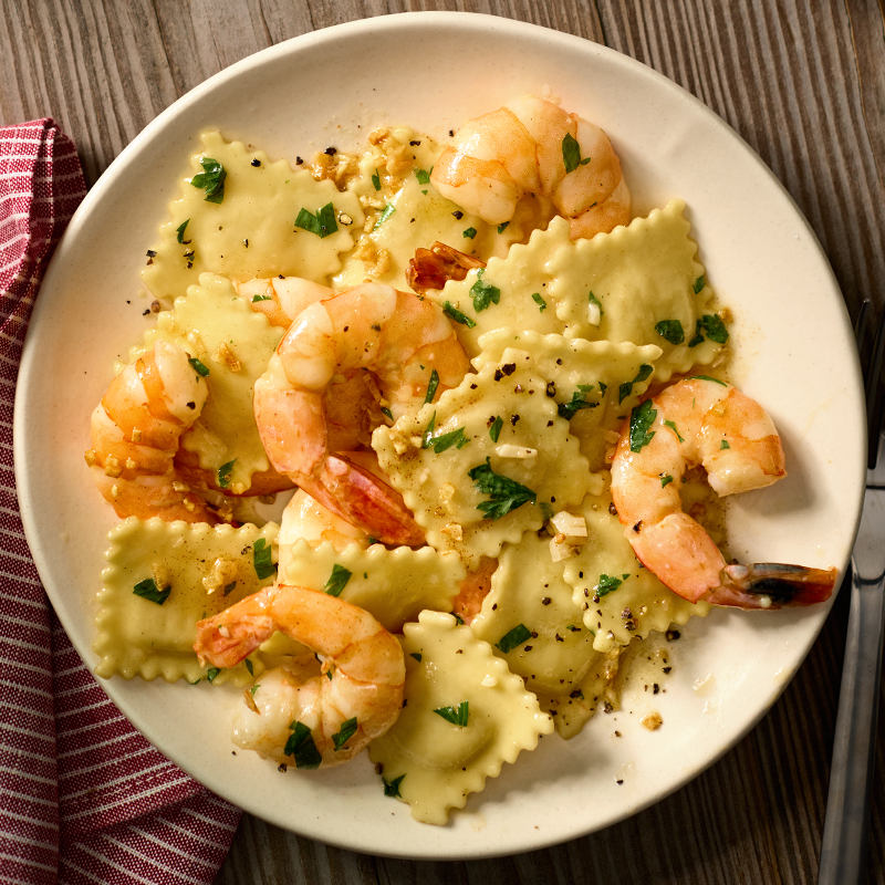 Scampi Ravioli and Shrimp Freshly Made Italian Pasta, Sauces & Cheese