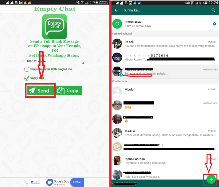 sakura.blog Cara membuat text kosong/blank di Info dan Chat Whatsapp