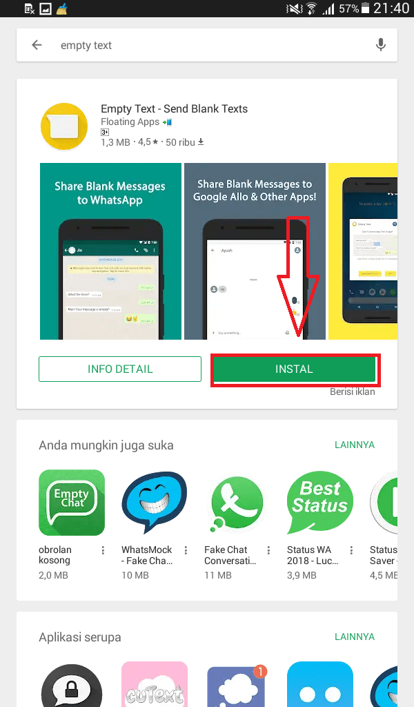sakura.blog Cara membuat text kosong/blank di Info dan Chat Whatsapp