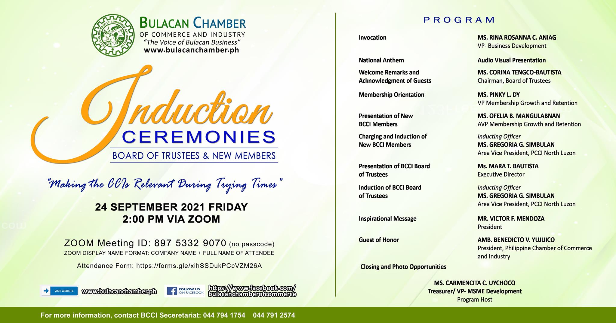 Bulacan Chamber Of Commerce and Industry Induction Ceremonies Board