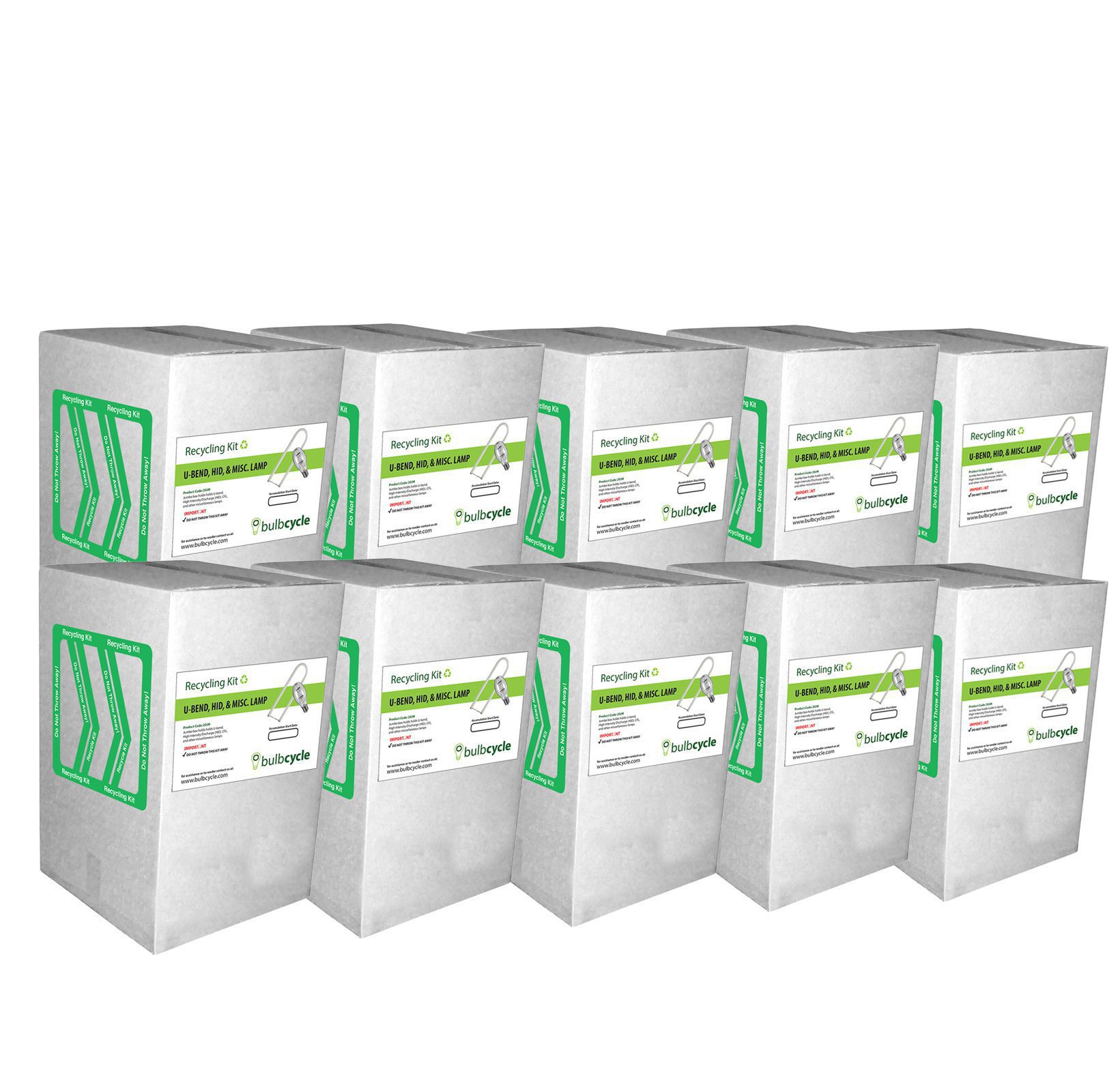 10 Pack UBend, HID, & Misc. Lamp Disposal Container (Holds 460 T12