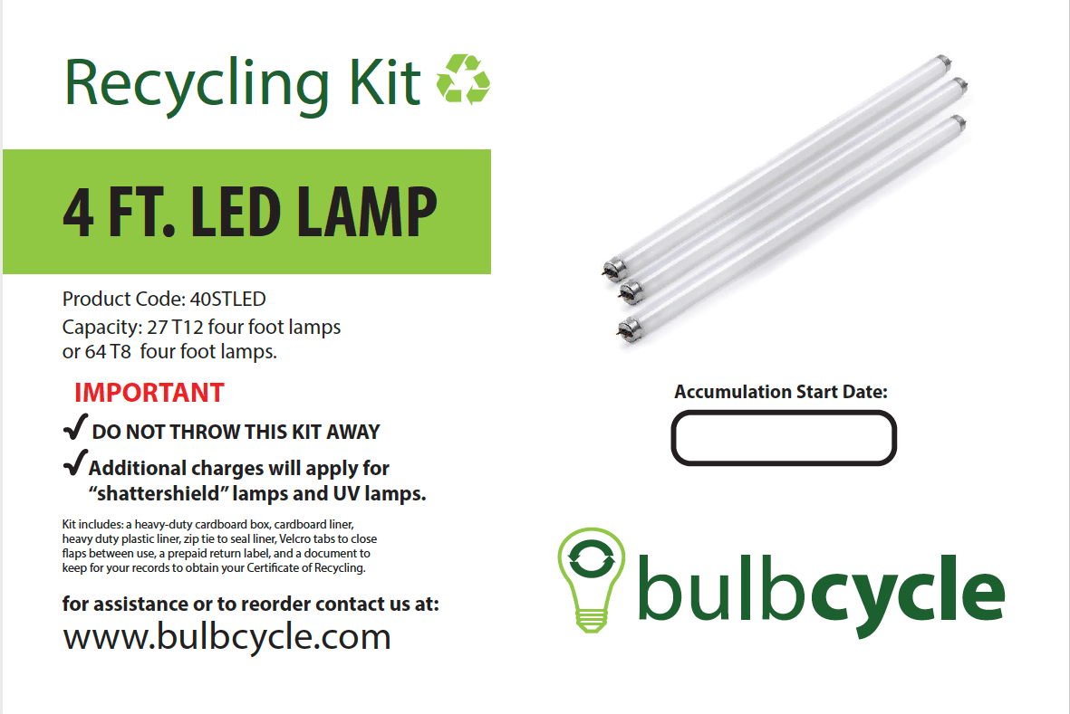 4ft LED Lamp Recycling Box (Holds 27 T12 Lamps or 64 T8 Lamps